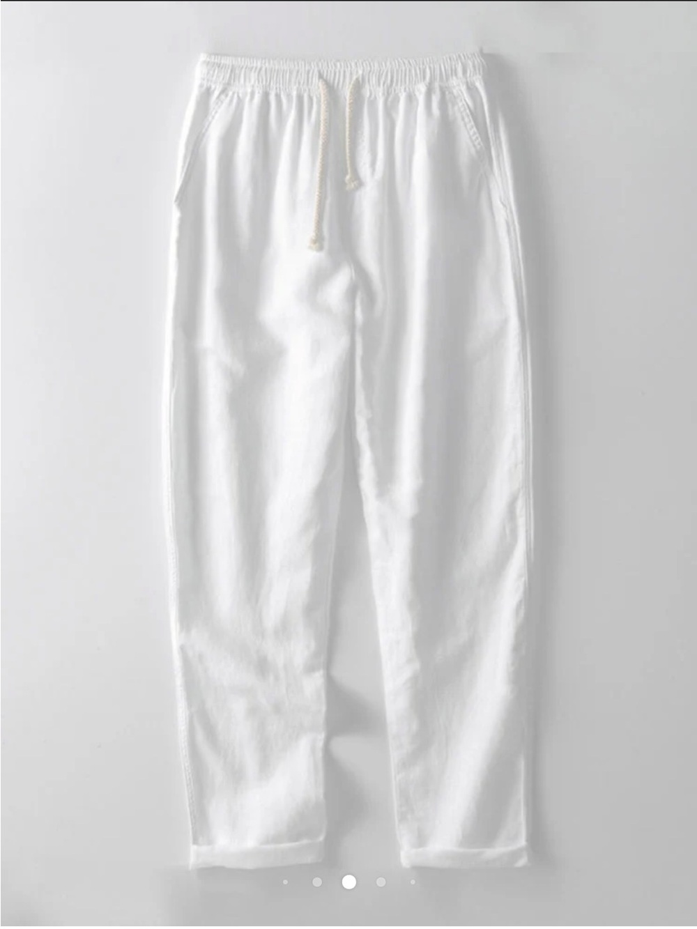 Men's White Drawstring Casual Pants
